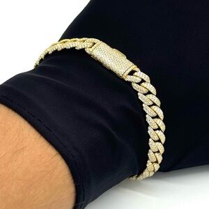 18K Gold Plated, 4.8CTW Moissanite Arc Miami Cuban Bracelet